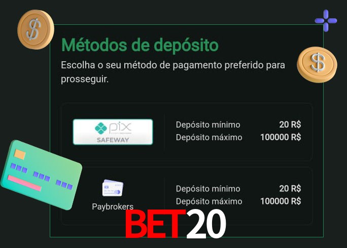 O cassino bet20 oferece uma grande variedade de métodos de pagamento